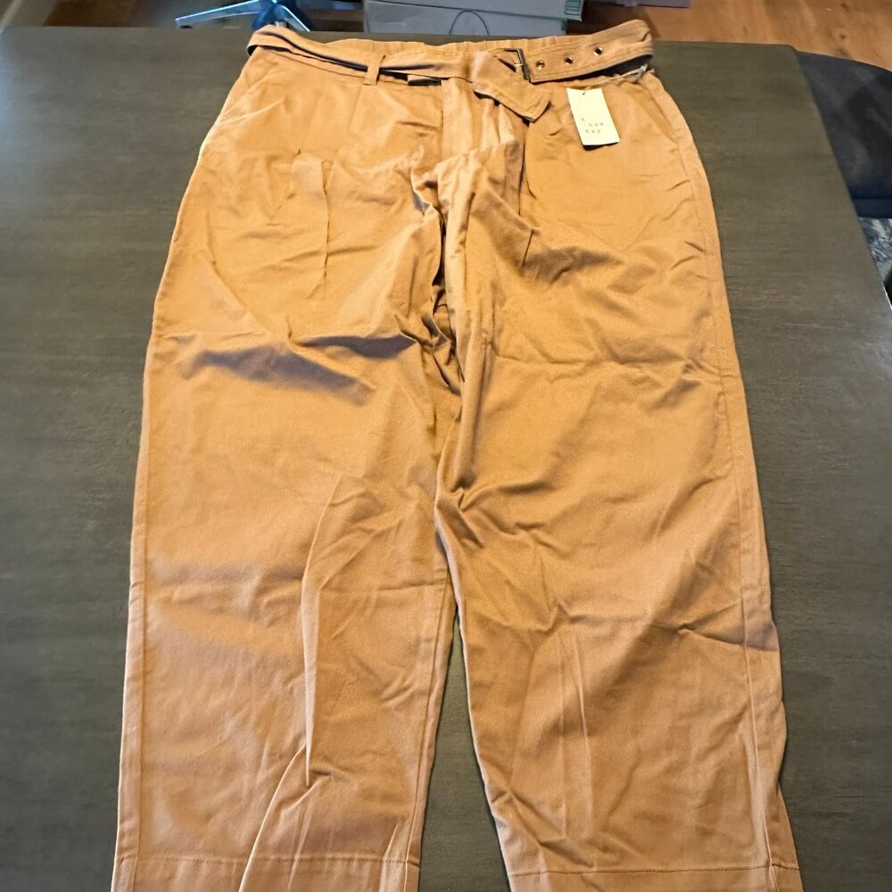 a new day Womens Burlap Brown Baggy Belted Pants Size 17